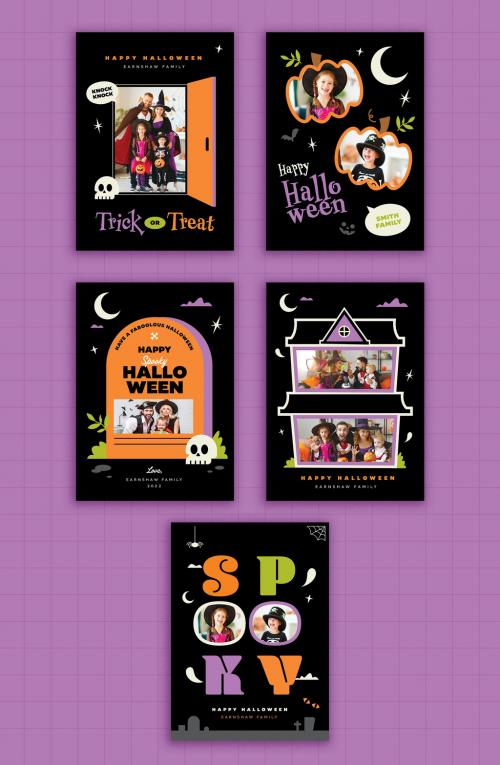 Black Purple Halloween Photo Card