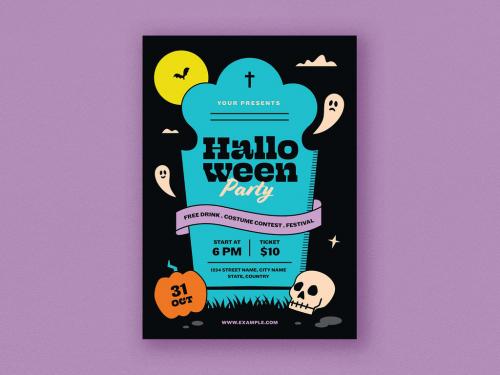 Retro Modern Halloween Party Flyer