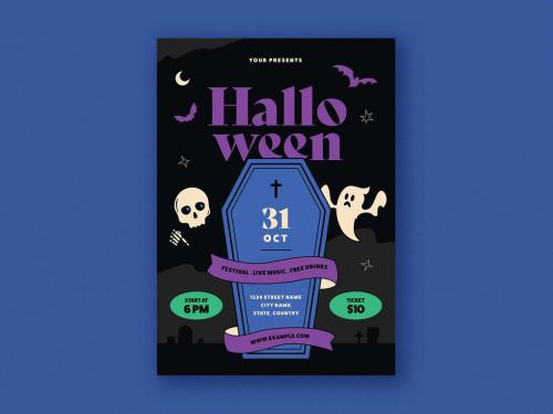 Retro Modern Halloween Party Flyer