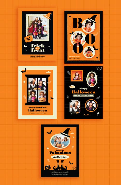 Black Orange Halloween Photo Card