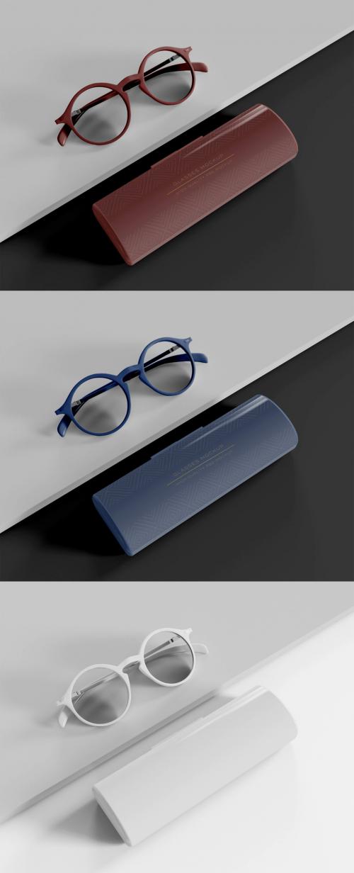 Glasses with Case Mockup