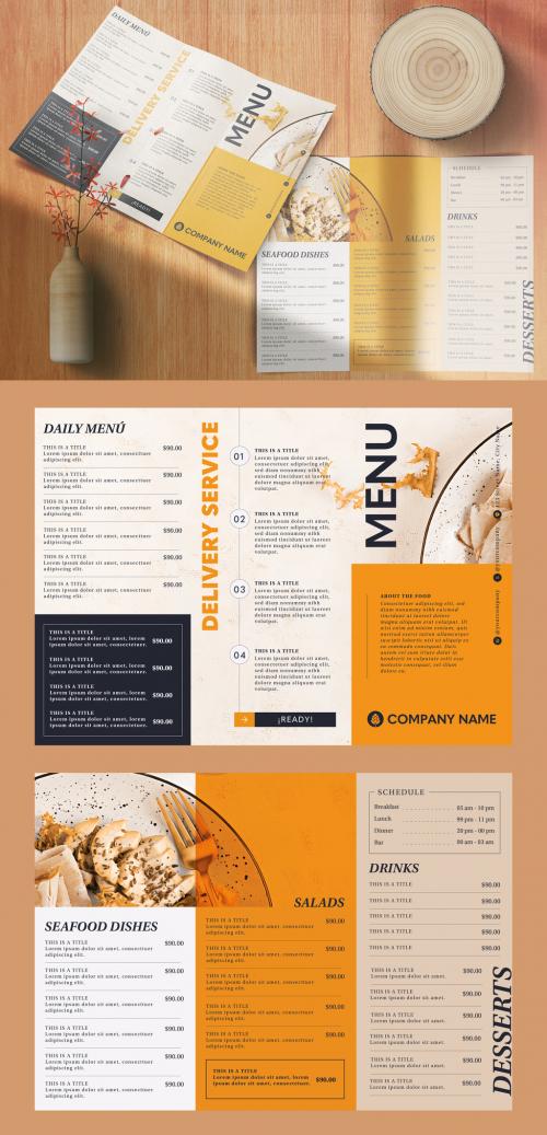 Tri Fold Roll Menu Brochure Layout