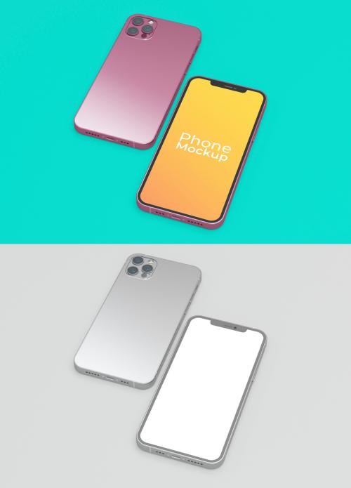 Phone Right Side and Upside Down Mockup