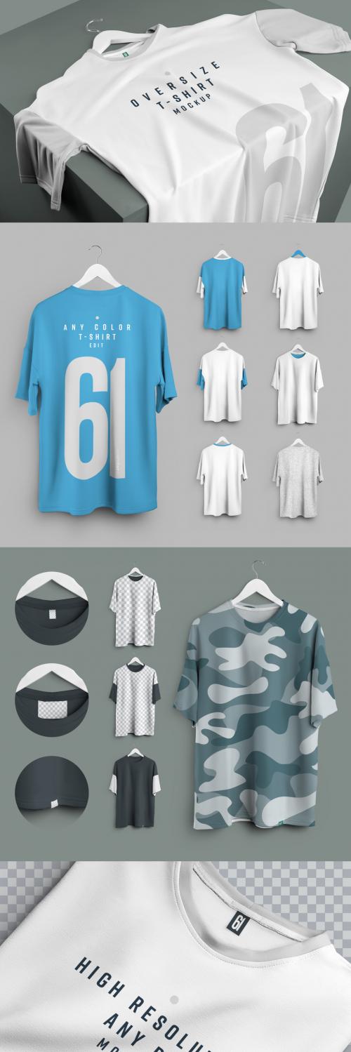 4 Oversize T-Shirt Mockup on Hangers