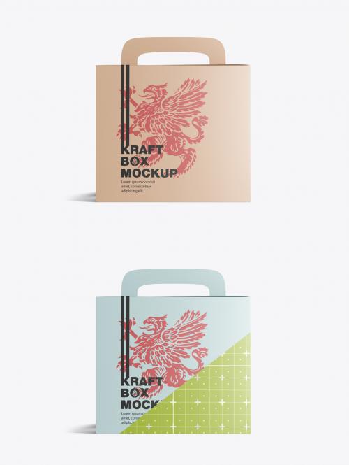 Kraft Paper Box with Handle Mockup