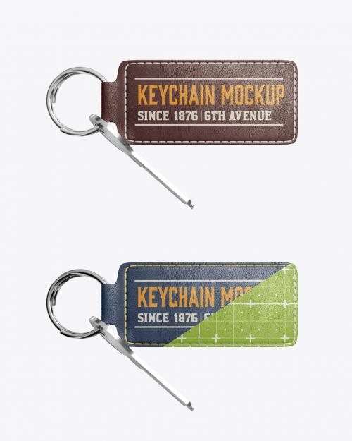 Leather Keychain with Key Mockup