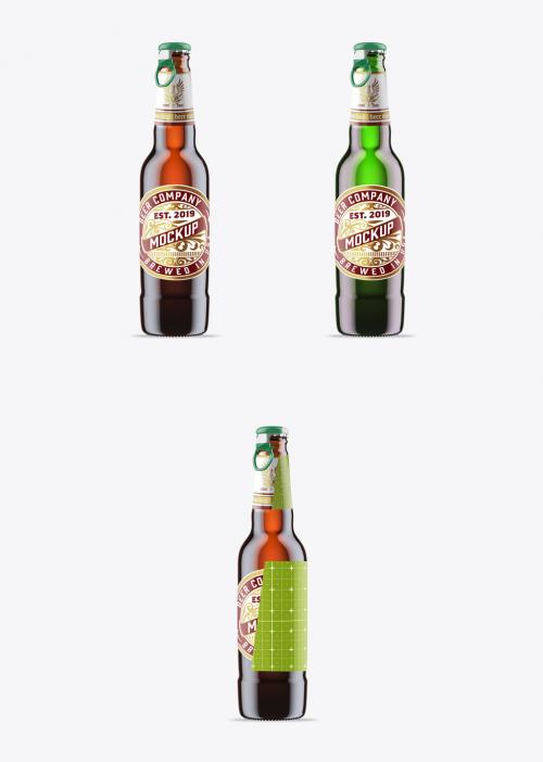 Colorful Glass Beer Bottle Mockup