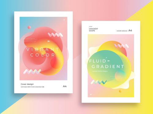 Modern Poster Layout Set with Gradient Fluid Shape