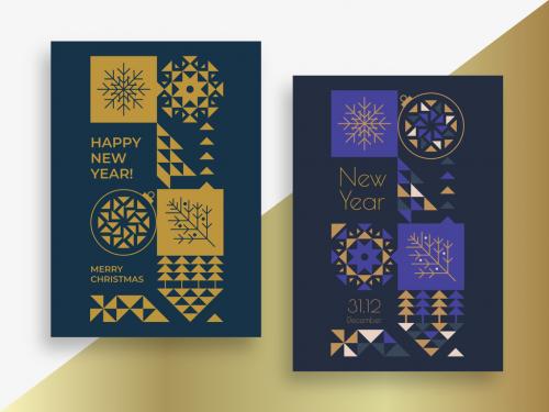 Christmas Greeting Cards Layout with Holidays Decoration