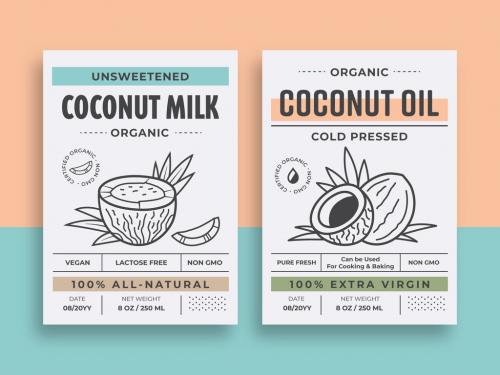 Coconut Milk and Oil Label Layout for Package