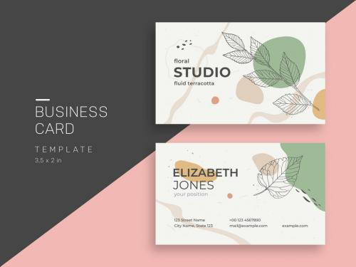 Floral Business Card Layout with Earth Color Accents