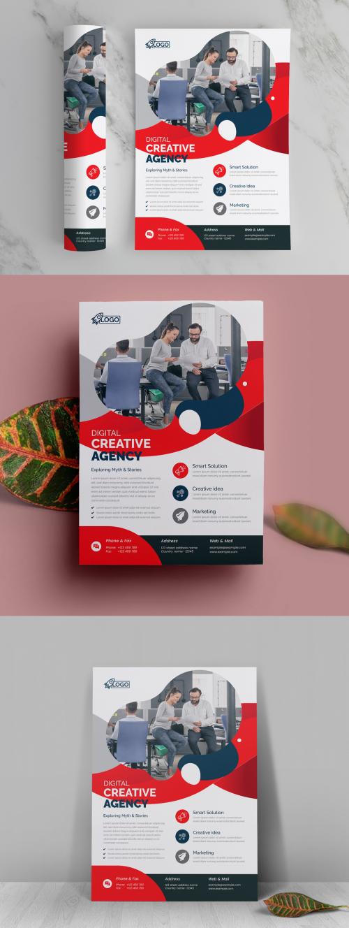 Corporate Flyer Template with Red Accents