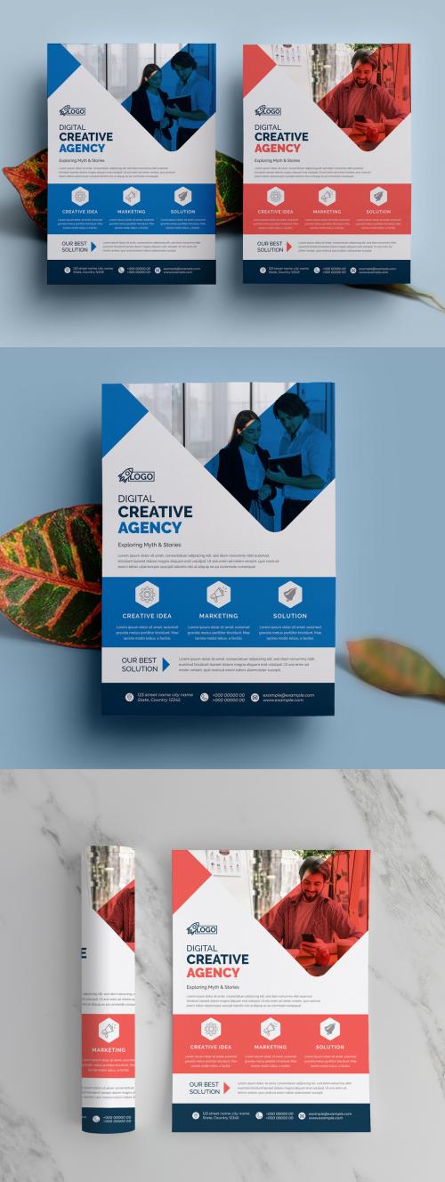 Clean Corporate Flyer Template with Blue Vector Accents