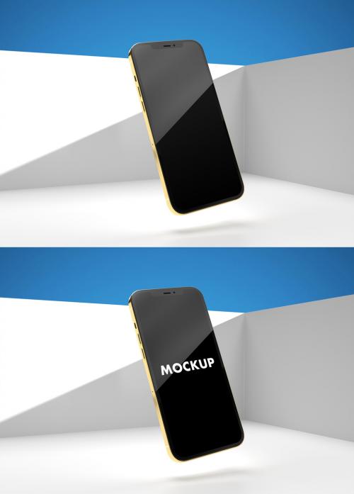 iphone Mockup on a Pool Box with Blue Sky