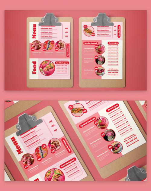 Pink Modern Food Menu Layout