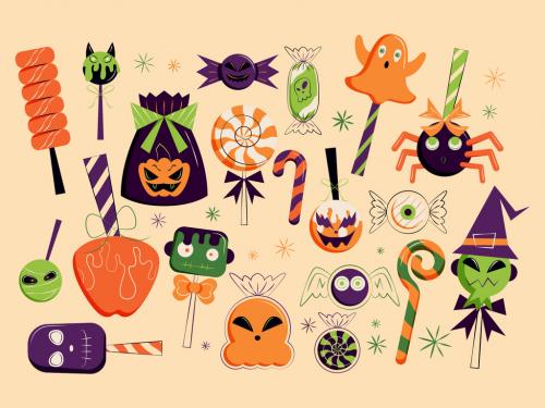 Purple Hand Drawn Halloween Candy Asset Illustration