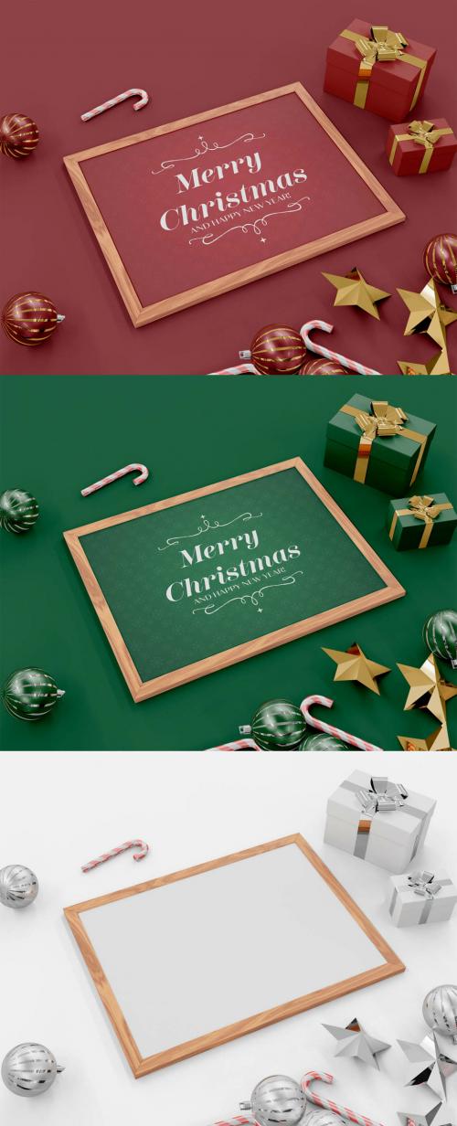 Christmas Scene with Poster Mockup