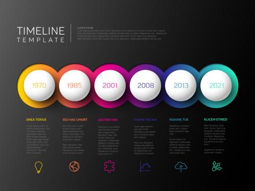 Dark Infographic Milestones Timeline Layout with Spheres