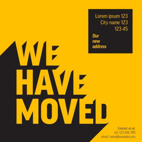 We Have Moved Yellow Minimalistic Flyer Layout