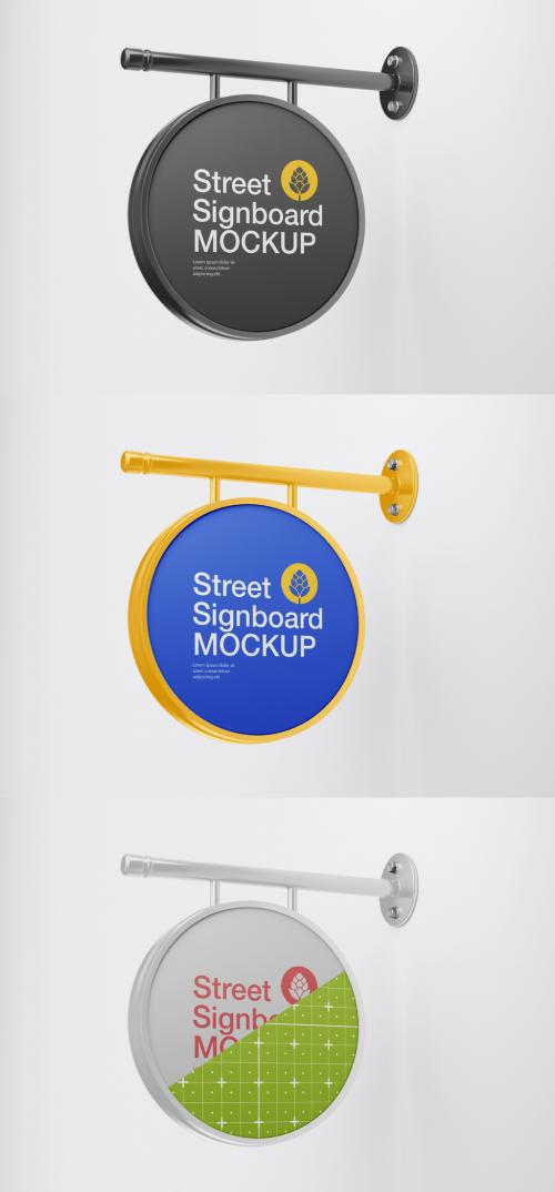 Round Signboard Wall Mockup