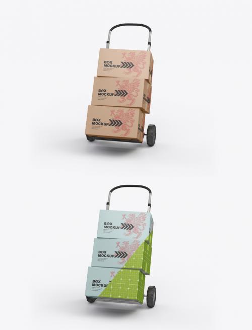 Hand Truck With Boxes Mockup