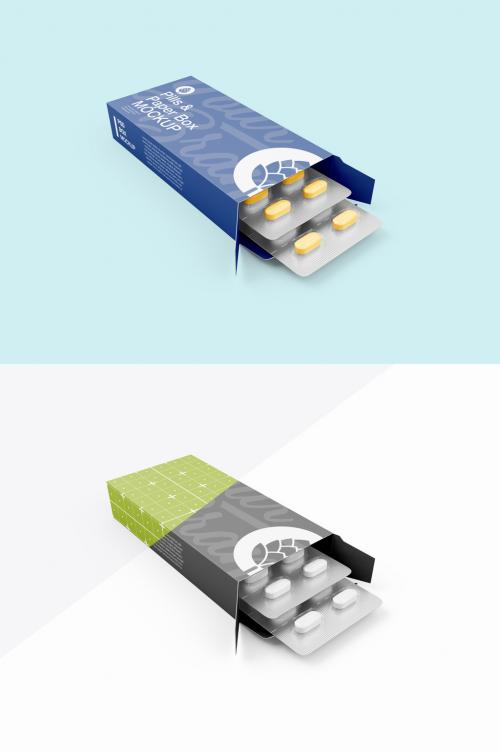 Paper Box with Pills Mockup