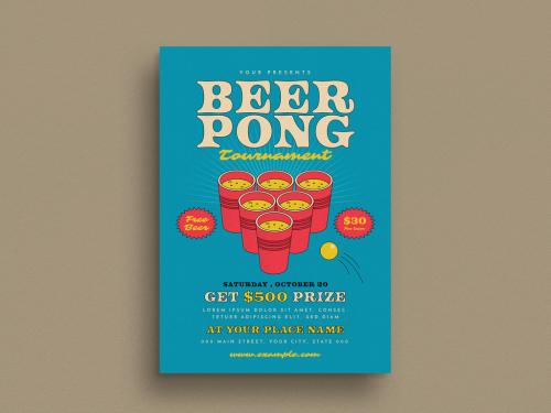 Retro Beer Pong Event Flyer