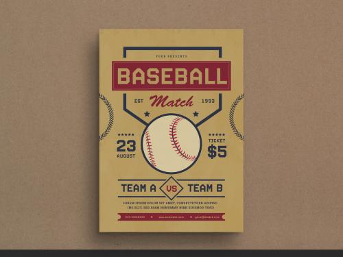 Retro Baseball Match Flyer