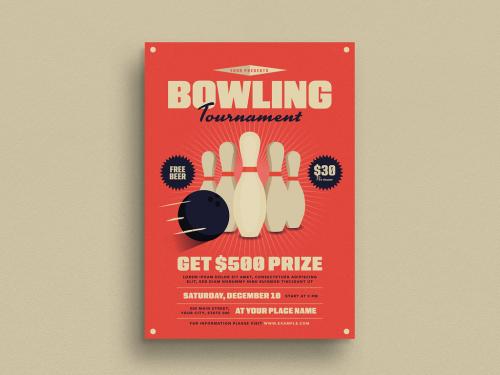 Retro Vintage Bowling Tournament Event Flyer