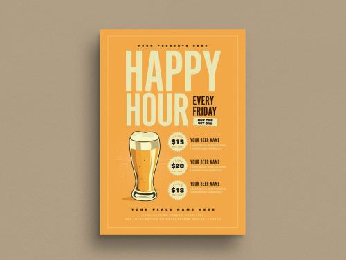 Happy Hour Beer Promotion Flyer