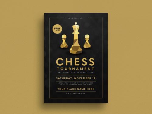 Black and Gold Chess Tournament Event Flyer