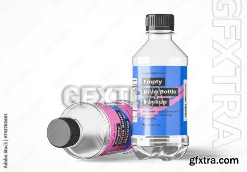 Empty Drink Bottles Mockup with Black Cap 743765661