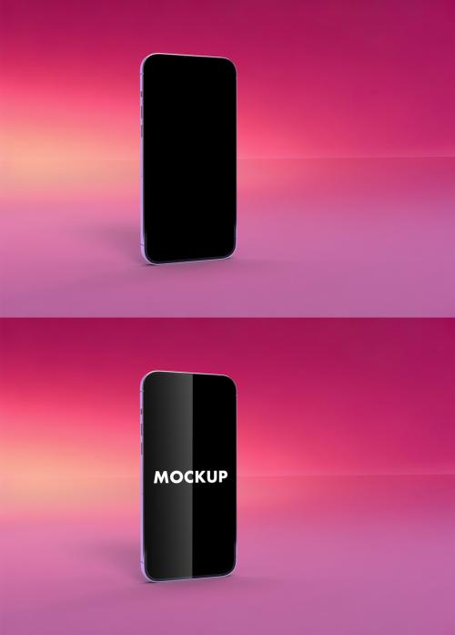 Phone Mockup on an Ultraviolet Sun Ray Color Background