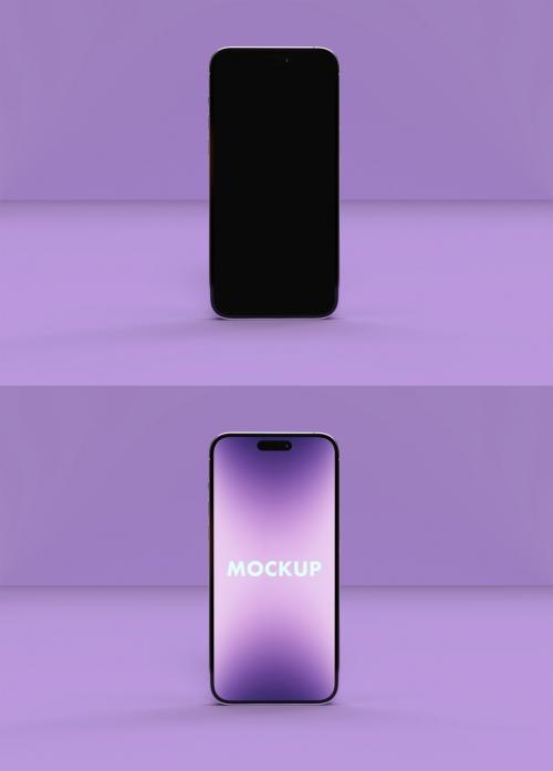 Phone Mockup Realistic Mockup on a Purple Clean Background