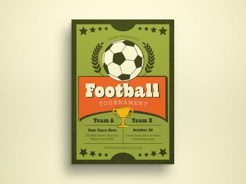 Green Retro Football Tournament Flyer Layout