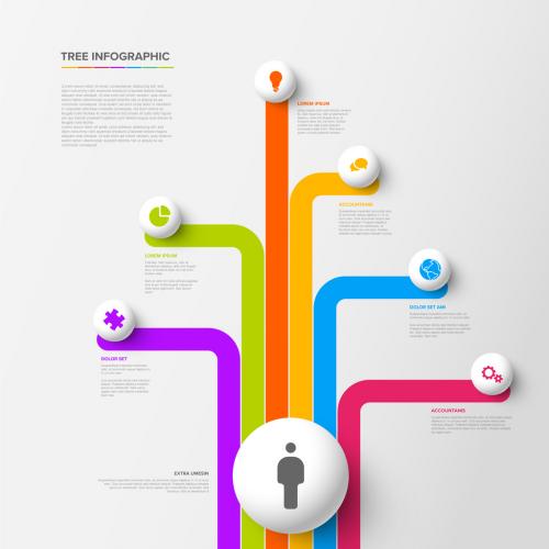 Tree Infographics Template with Various Diversity Sphere Options