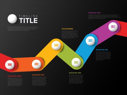 Timeline Template with Color Stripes on Dark Background