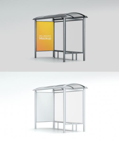 Bus Stop Inside Billboard Side View Mockup