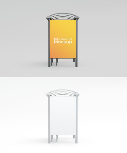 Bus Stop Billboard Front View Mockup