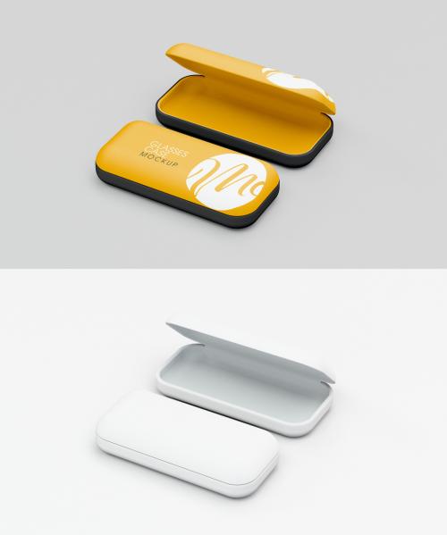 Closed and Open Empty Glasses Case Mockup