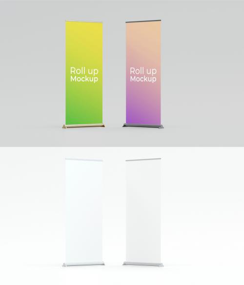 Two Frontal View Roll Up Mockup