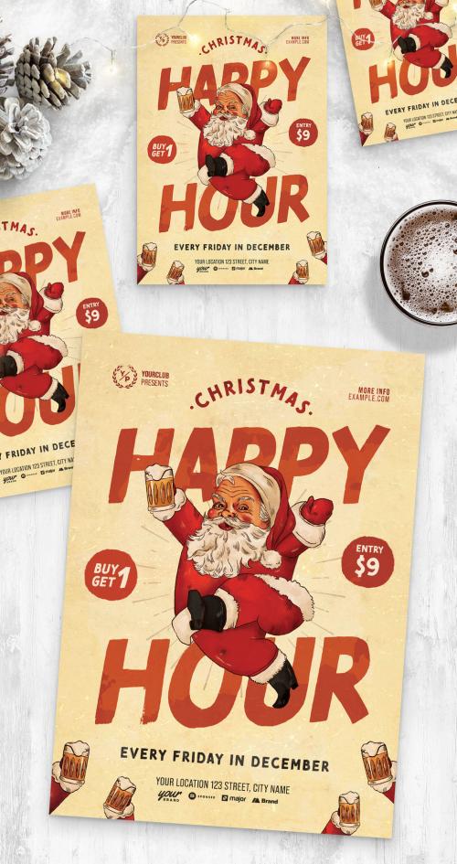 Christmas Happy Hour Flyer Poster