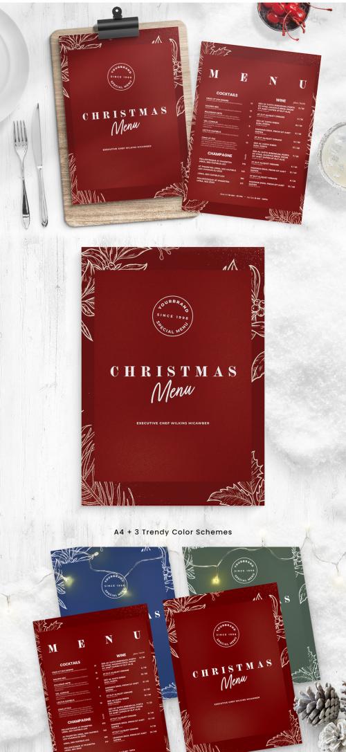 Christmas Menu Layout in Festive Red