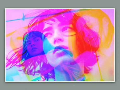 Bright Anaglyph Overlay Photo Effect Mockup