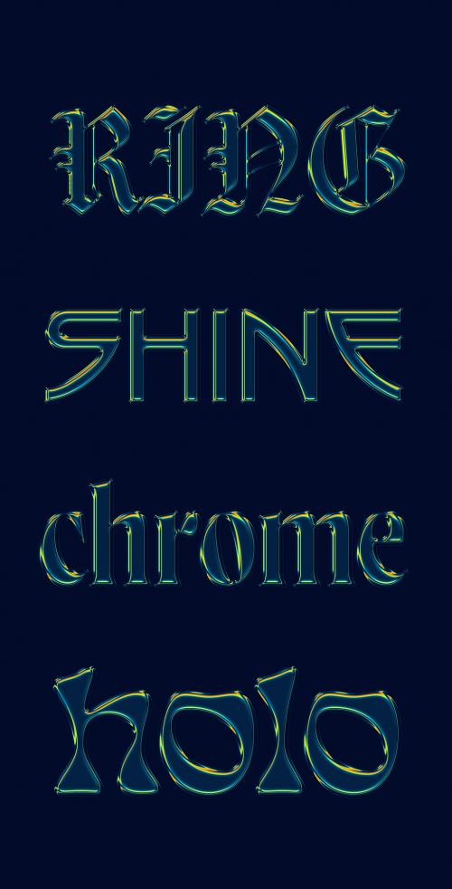 3D Holographic Chrome Text Effect Mockup