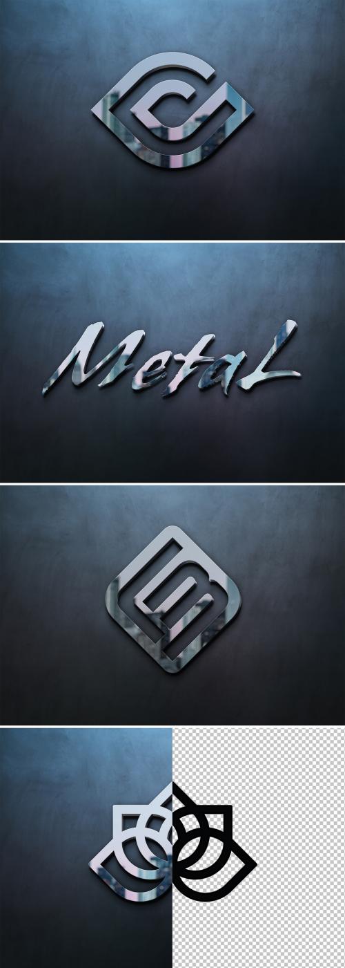 Gold Logo Mockup with 3D Glossy Effect on Dark Texture