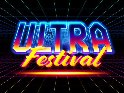 Ultra Festival Music Neon Futuristic Glitch Text Effect