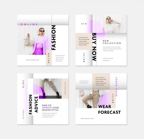 Urban Style Mobile Layouts For Social Media with Purple Accent