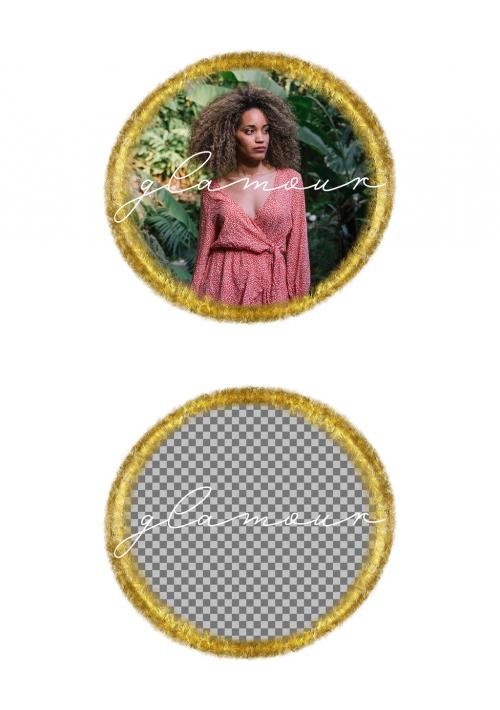 Photo Mockup with Gold Circular Frame