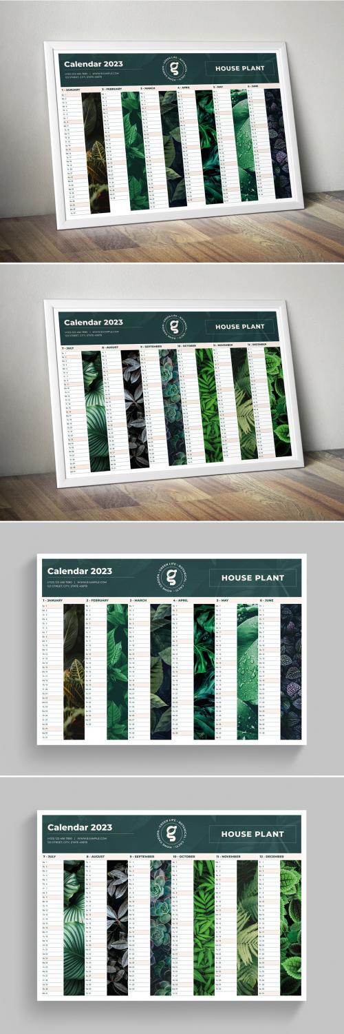 Calendar 2023 Botanic Layout with Green Accents